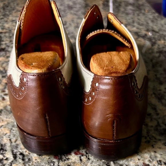 Peel & Co Brooks Brothers Chocolate Brown And off White Spectator Wingtips Sz 9 - Picture 4 of 10